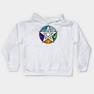 Bright Pentagram ( Wiccan Star ) Kids Hoodie